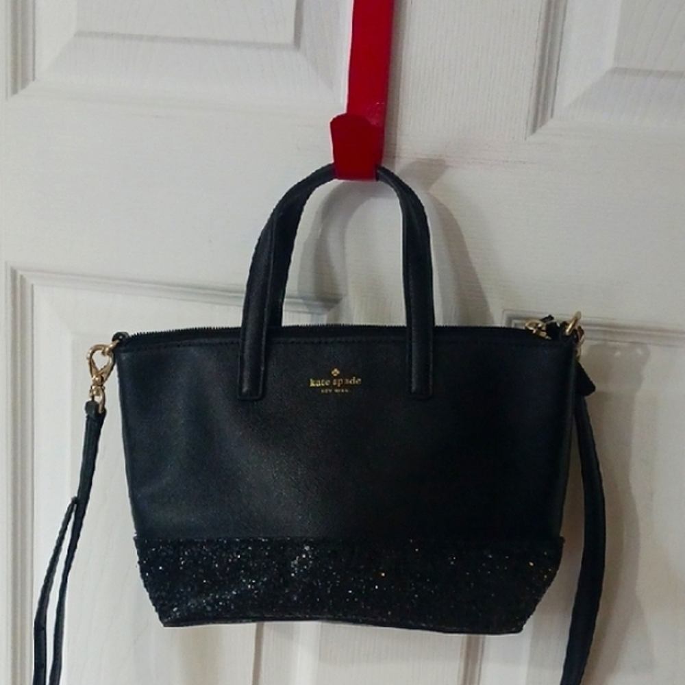 Kate Spade Black Satchel with Glitter Accent